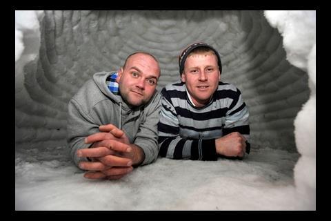 Gareth and Antony Aspinal in their igloo